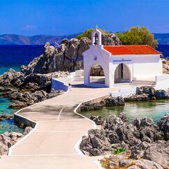 Authentic traditional Greek islands- unspoiled Chios, little church Agios Isidoros Von Freesurf